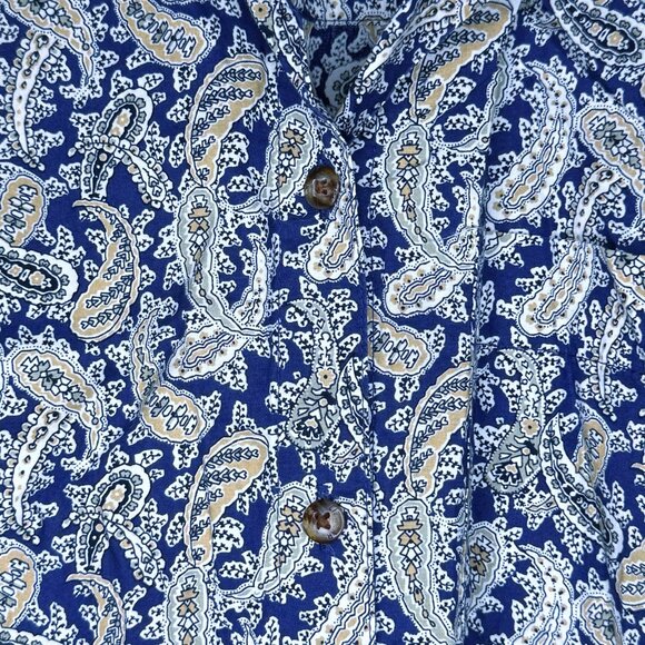 Navy & Tan Long-Sleeve Paisley Liz Claiborne Button-Up - Picture 4 of 4